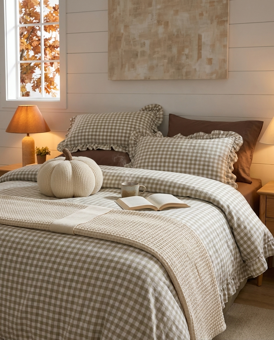 Fall styling with a cream waffle throw